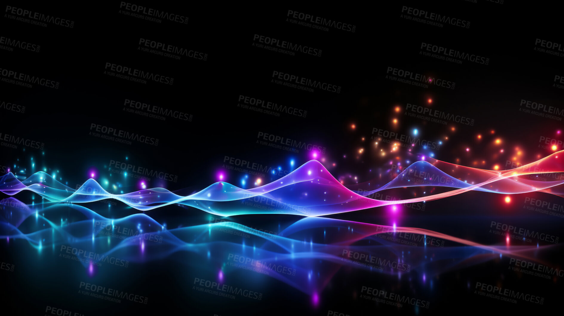 Buy stock photo Neon lines, vibrant concept and glowing art. Dynamic, futuristic and electrifying designs for graphic display, creating visually stunning and captivating wallpapers in mesmerizing style.