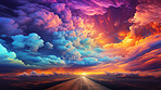 Dreamy clouds, rainbow hues and artistic expression in abstract art. Colorful, whimsical and creative cloudscape for design, graphic display, and imaginative inspiration.