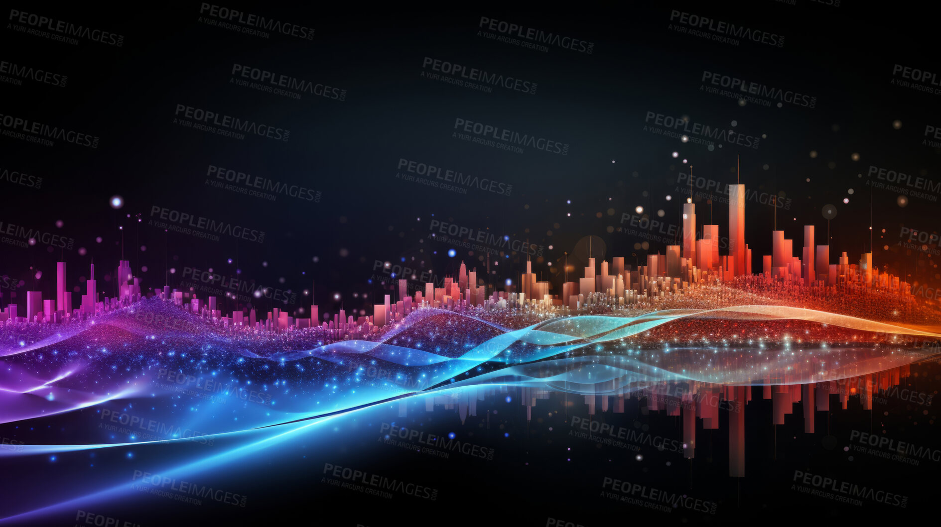 Buy stock photo Neon lines, vibrant concept and glowing art. Dynamic, futuristic and electrifying designs for graphic display, creating visually stunning and captivating wallpapers in mesmerizing style.