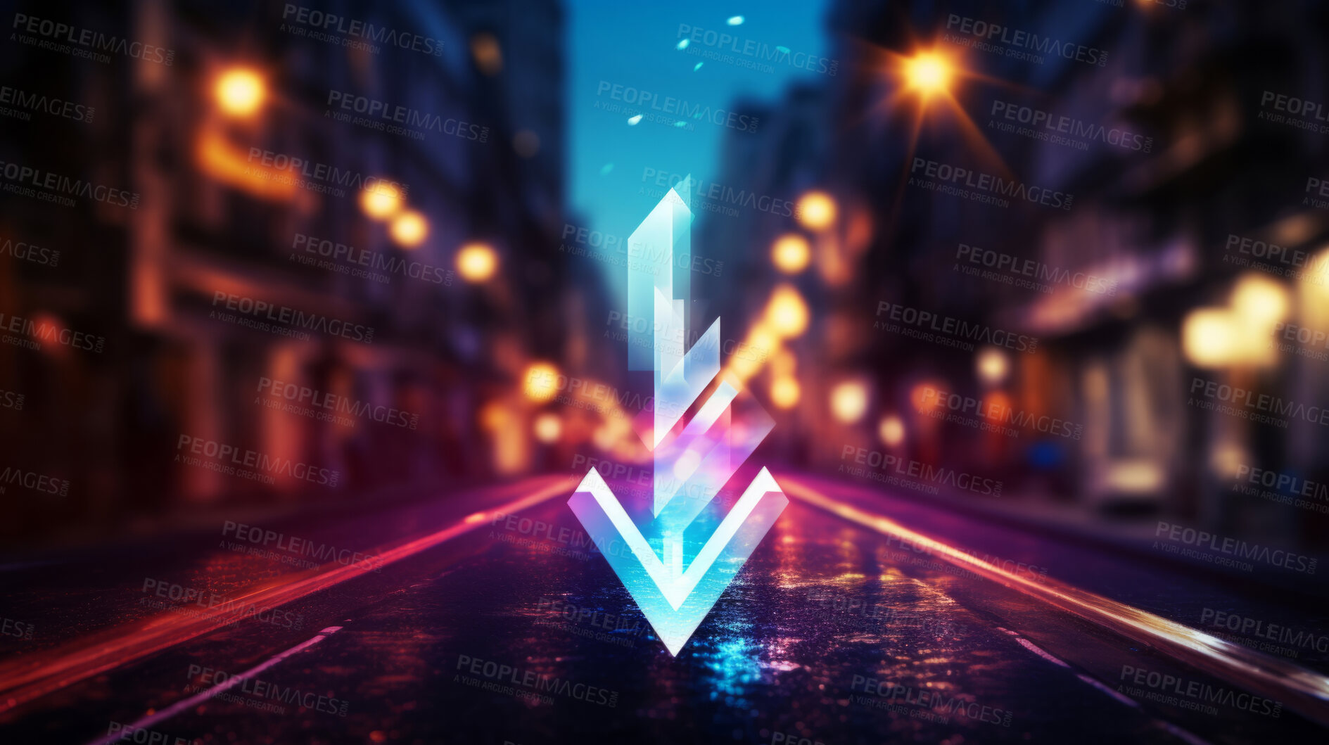 Buy stock photo Neon lines, vibrant concept and glowing art. Dynamic, futuristic and electrifying designs for graphic display, creating visually stunning and captivating wallpapers in mesmerizing style.