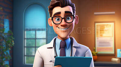 Buy stock photo 3D doctor, medical concept and modern healthcare. Professional, dynamic, and lifelike rendering for graphic display, design, and creative inspiration in innovative medical visuals.