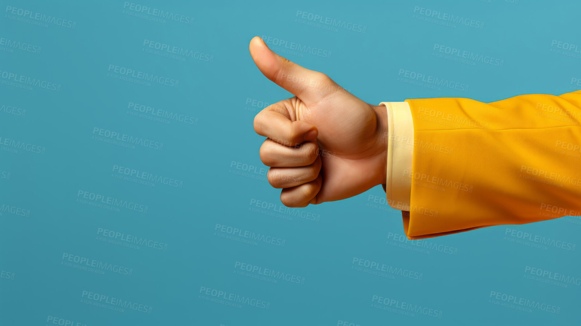 Buy stock photo Thumbs up, positive gesture and success concept. Dynamic, cheerful, and motivating hand signal for graphic display. Design, creative inspiration in optimistic visuals.