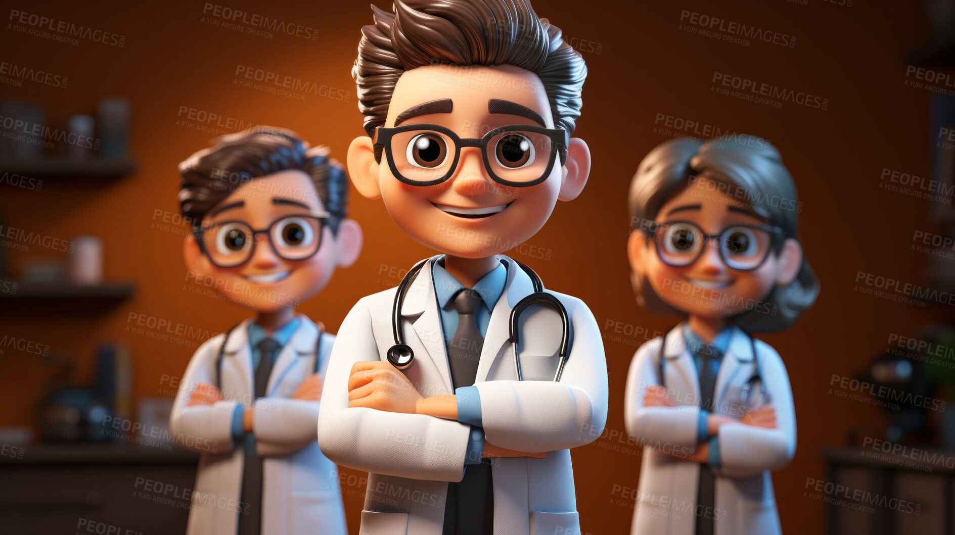 Buy stock photo 3D doctor, medical concept and modern healthcare. Professional, dynamic, and lifelike rendering for graphic display, design, and creative inspiration in innovative medical visuals.