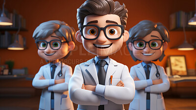 Buy stock photo 3D doctor, medical concept and modern healthcare. Professional, dynamic, and lifelike rendering for graphic display, design, and creative inspiration in innovative medical visuals.