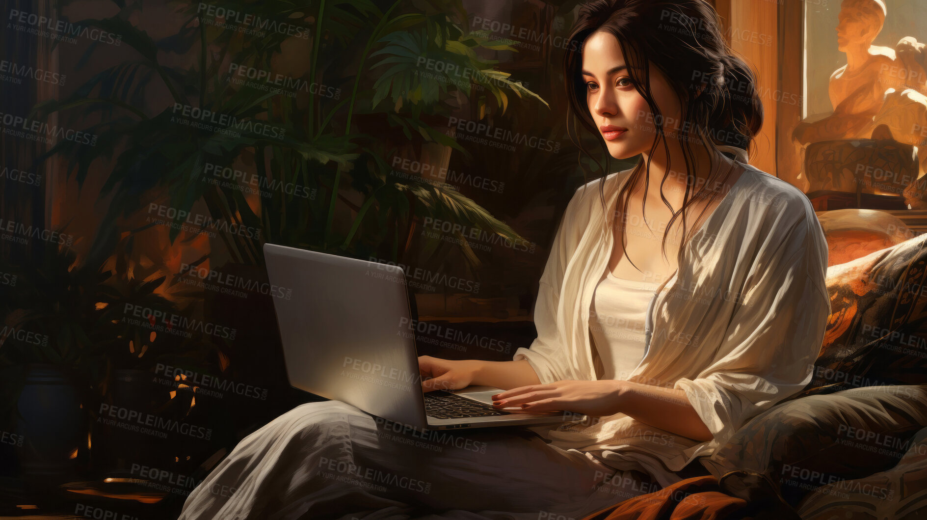 Buy stock photo Asian female, office professional and modern workspace. Dynamic, focused, and efficient work ethic for graphic display, design, and creative inspiration in corporate visuals.