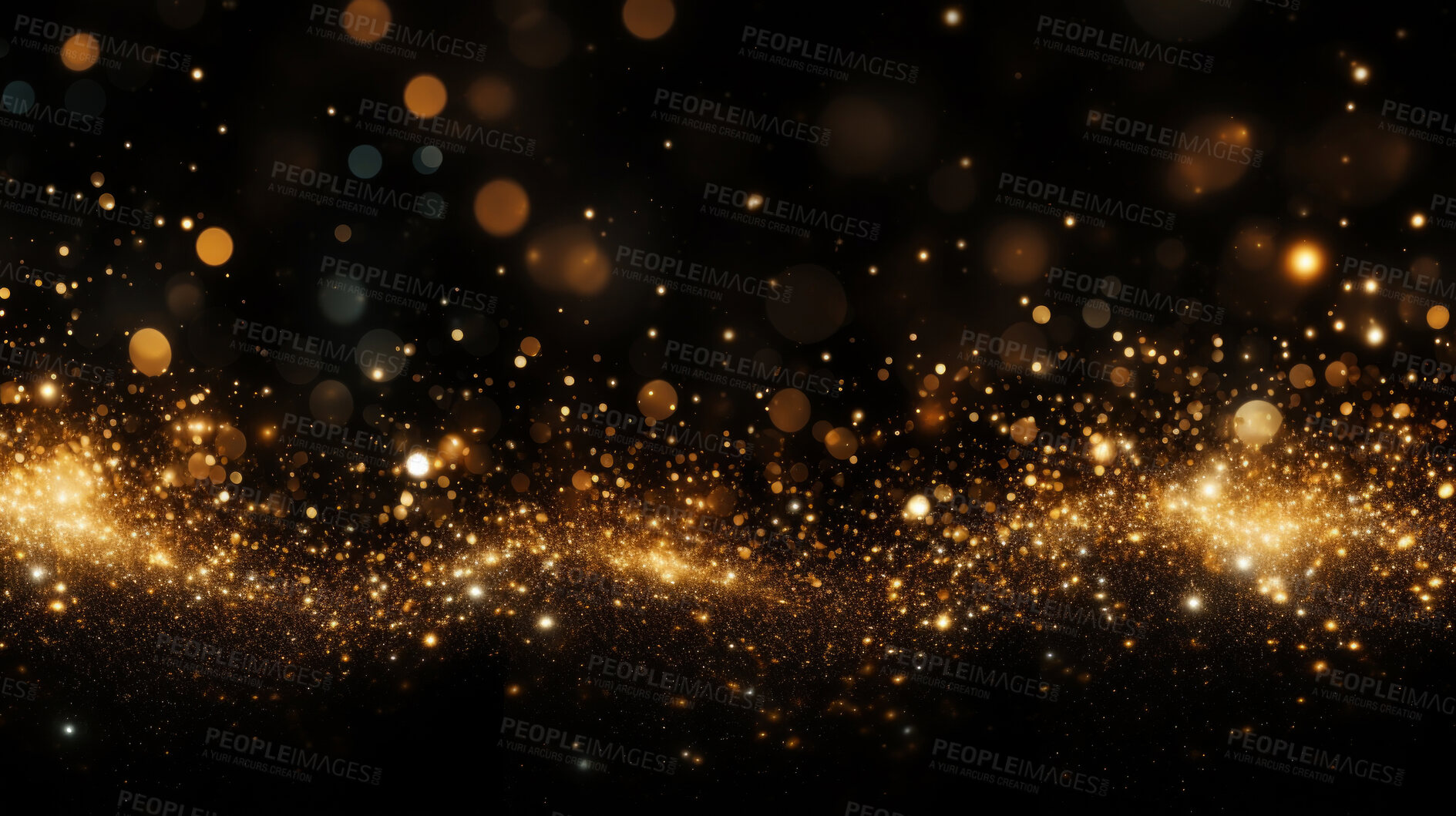 Buy stock photo Golden particles, futuristic dance of glittering networks for tech brilliance. Symphony of interconnected brilliance in the digital galaxy. Technological wonder, sparkling gold ode to seamless connectivity.