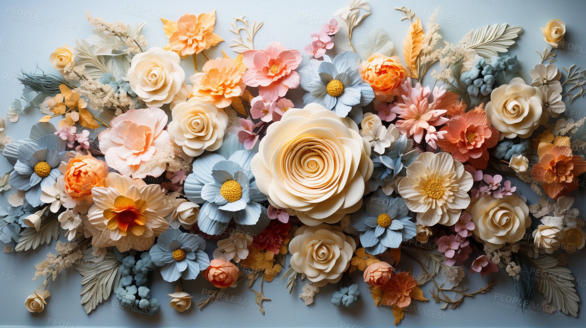 Buy stock photo Elegant bouquet, vibrant blossoms and soft petals for spring weddings, nature and romance. Beautiful, delicate and blooming flowers in artistic composition for invitations, events and floral design.