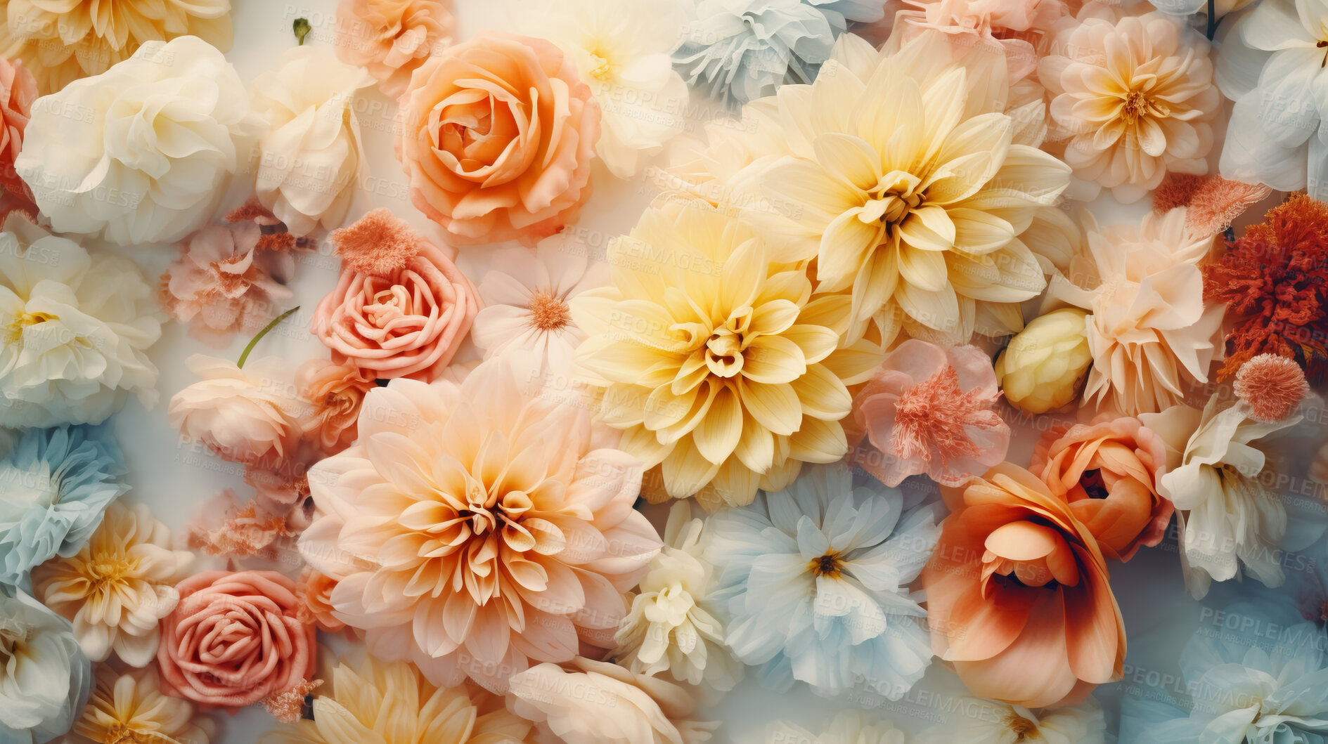 Buy stock photo Elegant bouquet, vibrant blossoms and soft petals for spring weddings, nature and romance. Beautiful, delicate and blooming flowers in artistic composition for invitations, events and floral design.