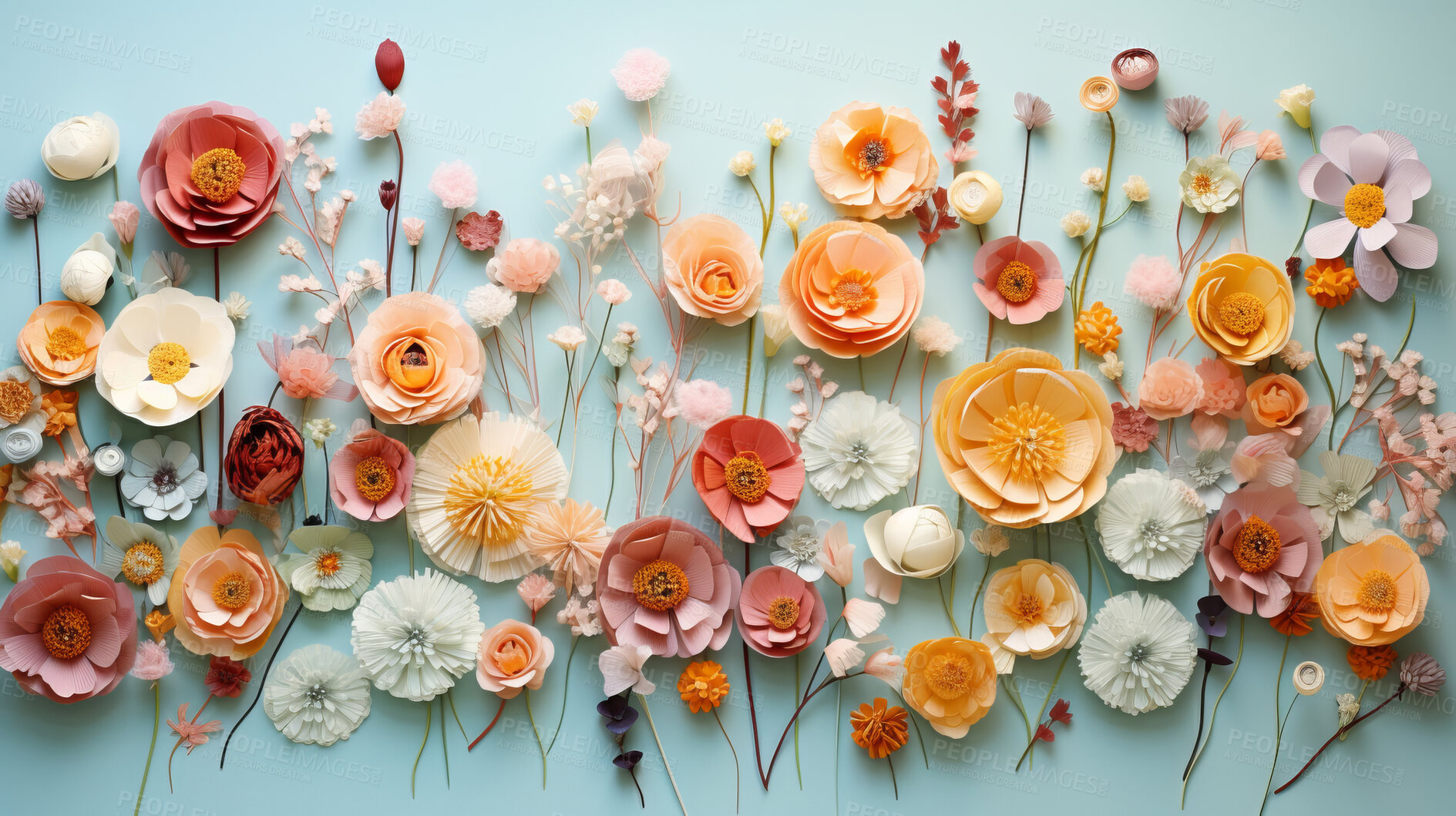 Buy stock photo Elegant bouquet, vibrant blossoms and soft petals for spring weddings, nature and romance. Beautiful, delicate and blooming flowers in artistic composition for invitations, events and floral design.