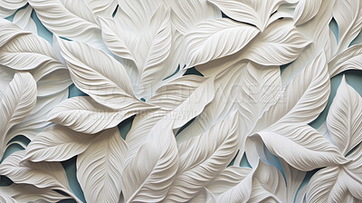 Leaves, embroidered in soft white. Delicate, artistic and nature-inspired design for fashion, decor and creative expressions. On textured canvas with a touch of botanical elegance.