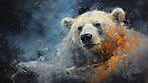 Grizzly bear, expressive painting, wild and colorful. Energetic, nature-inspired art for decor, prints and creative expressions. On a dynamic canvas with a touch of untamed beauty.