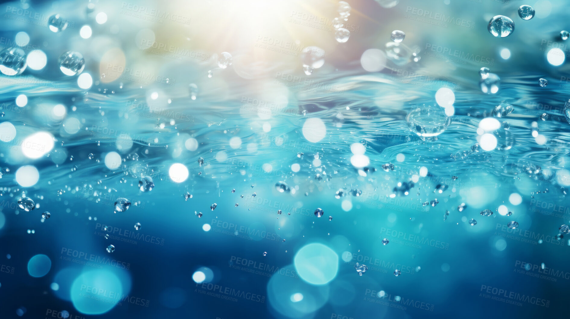 Buy stock photo Water splashes, dynamic and invigorating. Energetic, vibrant and nature-inspired composition for art, decor and graphic displays. On a lively canvas with a touch of aquatic allure.