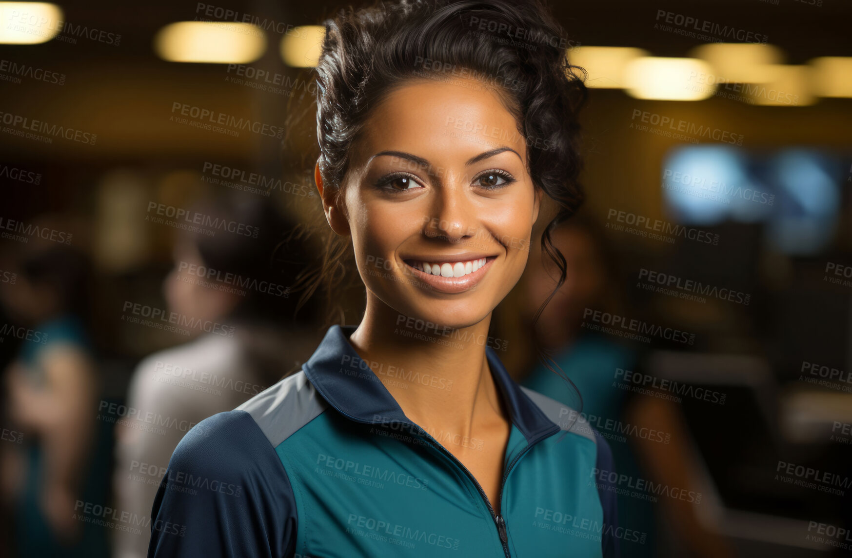 Buy stock photo Latino woman, entrepreneur and portrait with cash register for management, small business or leadership. Positive, confident and proud for retail, shop and service industry with grocery store background