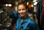 Black woman, entrepreneur and portrait with cash register for management, small business or leadership. Positive, confident and proud for retail, shop and service industry with grocery store background