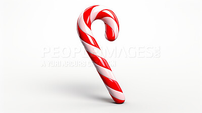 Buy stock photo Christmas, celebration and candy cane decor illustration on white background for holiday party, decoration or invitation. Beautiful, creative and festive mockup for poster art or design element