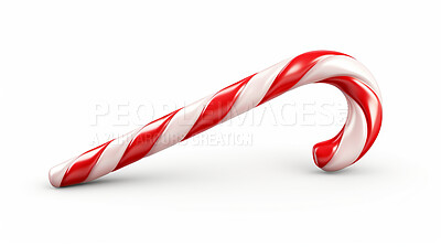 Buy stock photo Christmas, celebration and candy cane decor illustration on white background for holiday party, decoration or invitation. Beautiful, creative and festive mockup for poster art or design element