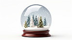 Christmas, celebration or glass snow globe illustration on a white background for holiday party, decoration or invitation. Beautiful, creative and festive snowball mockup for poster art or design element