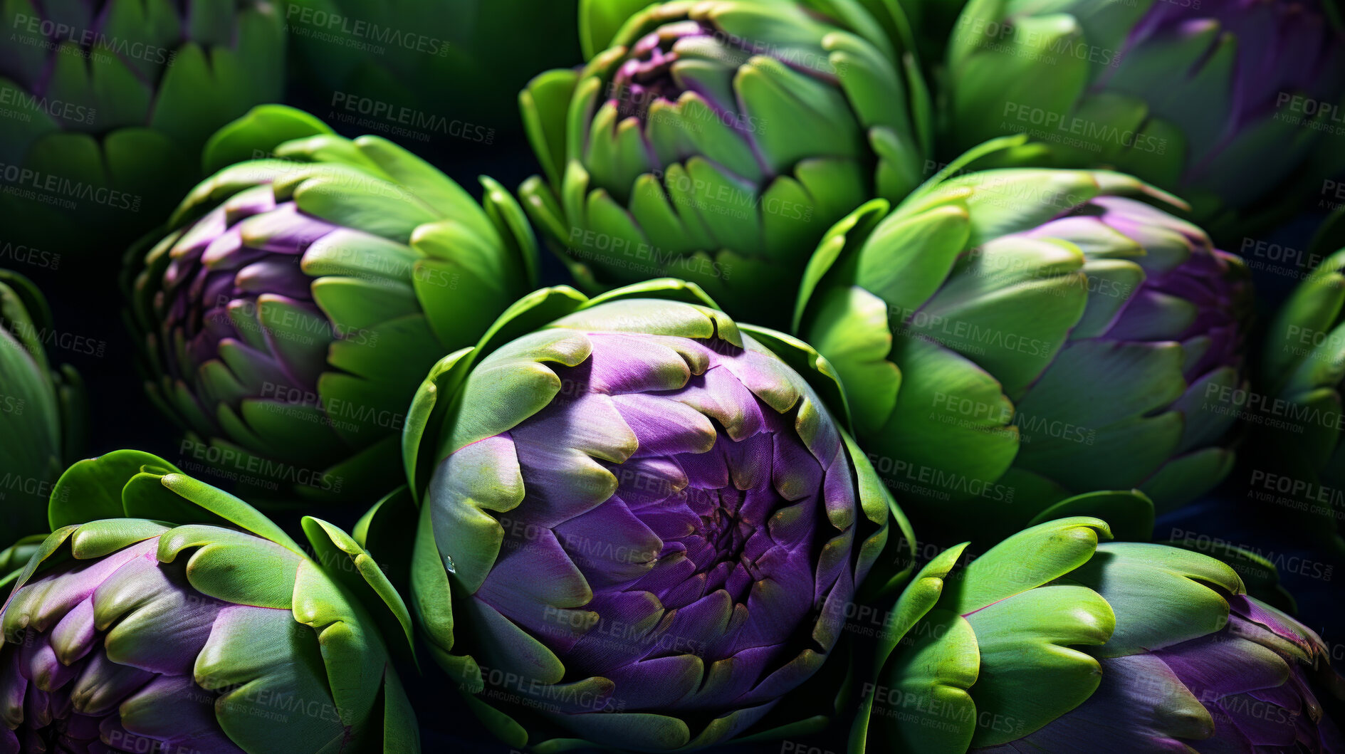 Buy stock photo Healthy, natural and artichoke background in studio for farming, organic produce and lifestyle. Fresh, summer food and health meal closeup for eco farm market, fibre diet and vegetable agriculture