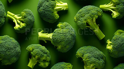 Healthy, natural and broccoli background in studio for farming, organic produce and lifestyle. Fresh, summer food and health meal closeup for eco farm market, fibre diet and vegetable agriculture