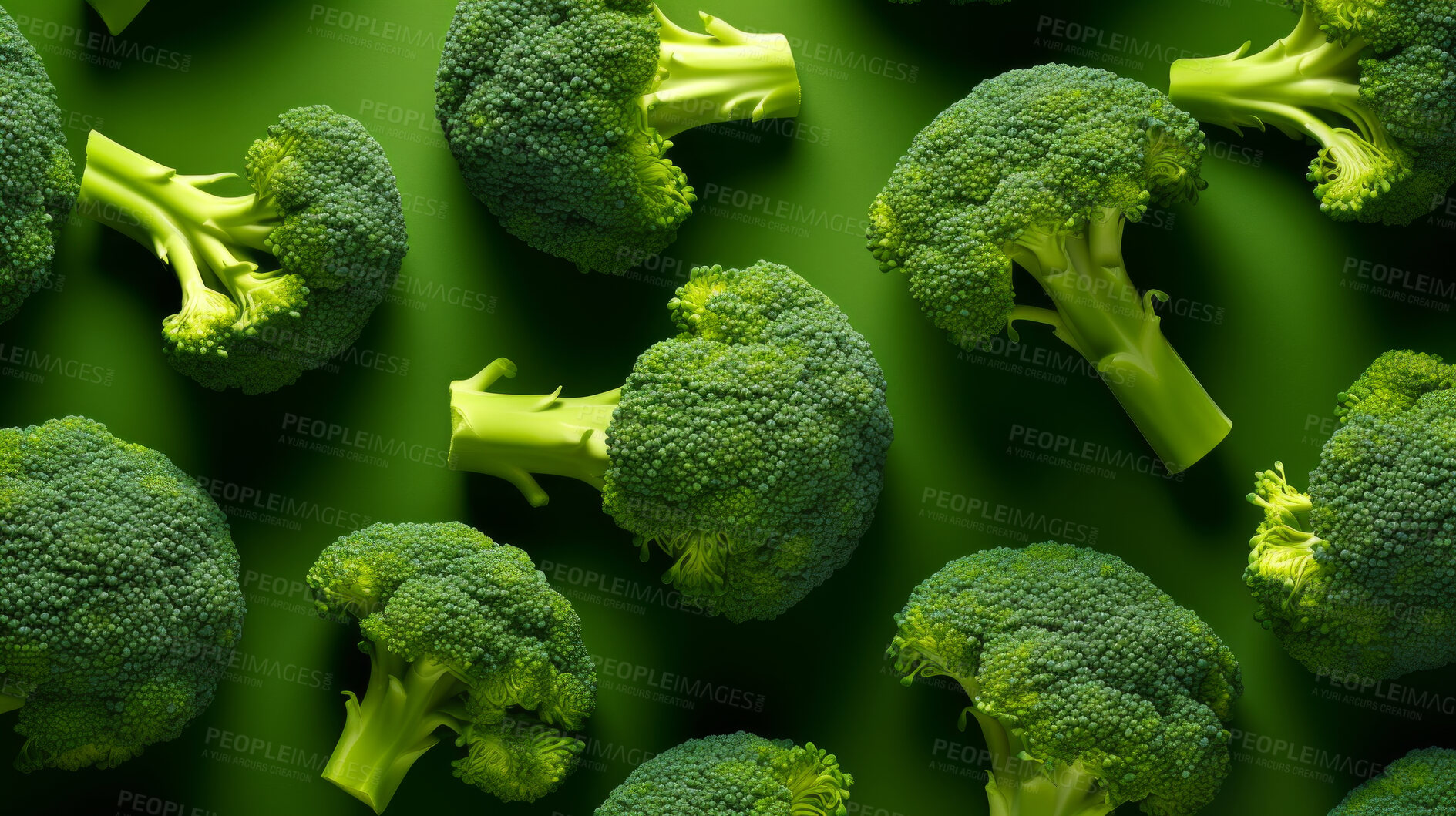 Buy stock photo Healthy, natural and broccoli background in studio for farming, organic produce and lifestyle. Fresh, summer food and health meal closeup for eco farm market, fibre diet and vegetable agriculture