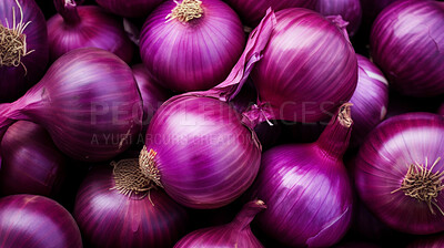 Healthy, natural and purple onion background in studio for farming, organic produce and lifestyle. Fresh, summer food and health meal closeup for eco farm market, fibre diet and vegetable agriculture