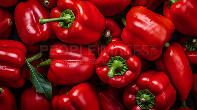 Healthy, natural and red pepper background in studio for farming, organic produce and lifestyle. Fresh, summer food and health meal closeup for eco farm market, fibre diet and vegetable agriculture