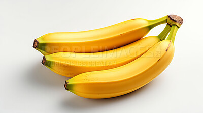 Buy stock photo Fruit, banana and healthy food in studio for vegan diet, snack and vitamins. Mockup, white background and flatlay of organic, fresh and natural agriculture  produce for vegetarian nutrition.