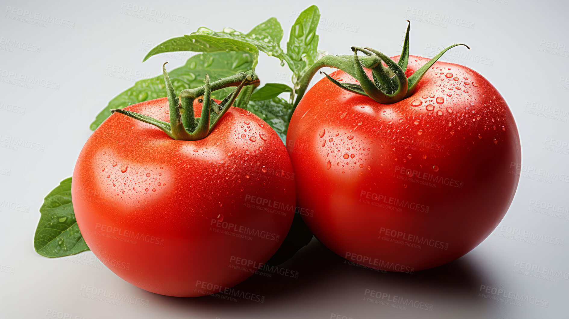 Buy stock photo Vegetables, tamato and healthy food in studio for vegan diet, meal and green salad. Mockup, lifestyle and organic with fresh, natural and agriculture for produce, vitamins and vegetarian dinner.