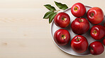 Fruit, apple and healthy food in studio for vegan diet, snack and vitamins. Mockup, white background and flatlay of organic, fresh and natural agriculture  produce for vegetarian nutrition.