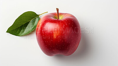 Buy stock photo Fruit, apple and healthy food in studio for vegan diet, snack and vitamins. Mockup, white background and flatlay of organic, fresh and natural agriculture  produce for vegetarian nutrition.