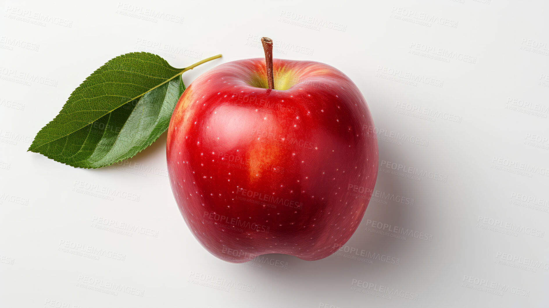 Buy stock photo Fruit, apple and healthy food in studio for vegan diet, snack and vitamins. Mockup, white background and flatlay of organic, fresh and natural agriculture  produce for vegetarian nutrition.