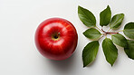 Fruit, apple and healthy food in studio for vegan diet, snack and vitamins. Mockup, white background and flatlay of organic, fresh and natural agriculture  produce for vegetarian nutrition.