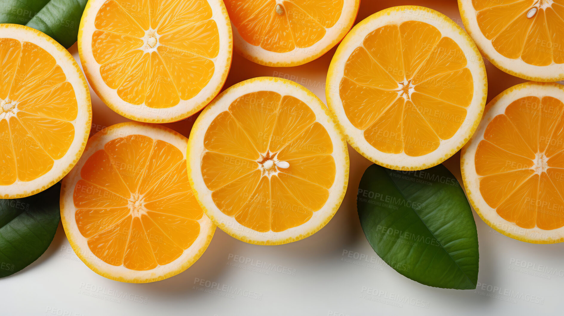 Buy stock photo Fruit, orange and healthy food in studio for vegan diet, snack and vitamins. Mockup, white background and flatlay of organic, fresh and natural agriculture  produce for vegetarian nutrition.