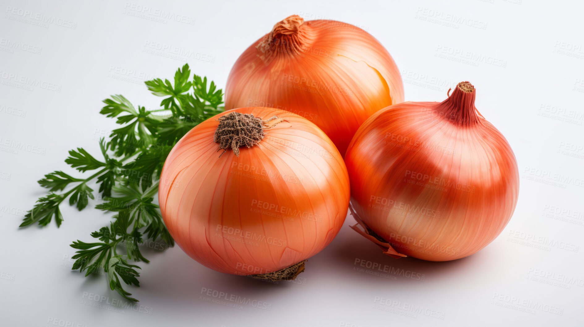 Buy stock photo Vegetables, onion and healthy food in studio for vegan diet, meal and green salad. Mockup, lifestyle and organic with fresh, natural and agriculture for produce, vitamins and vegetarian dinner.