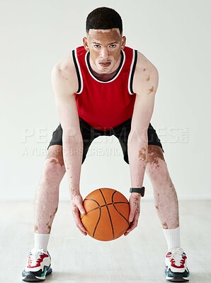 Buy stock photo Full length portrait of a handsome young male basketball player posing in studio