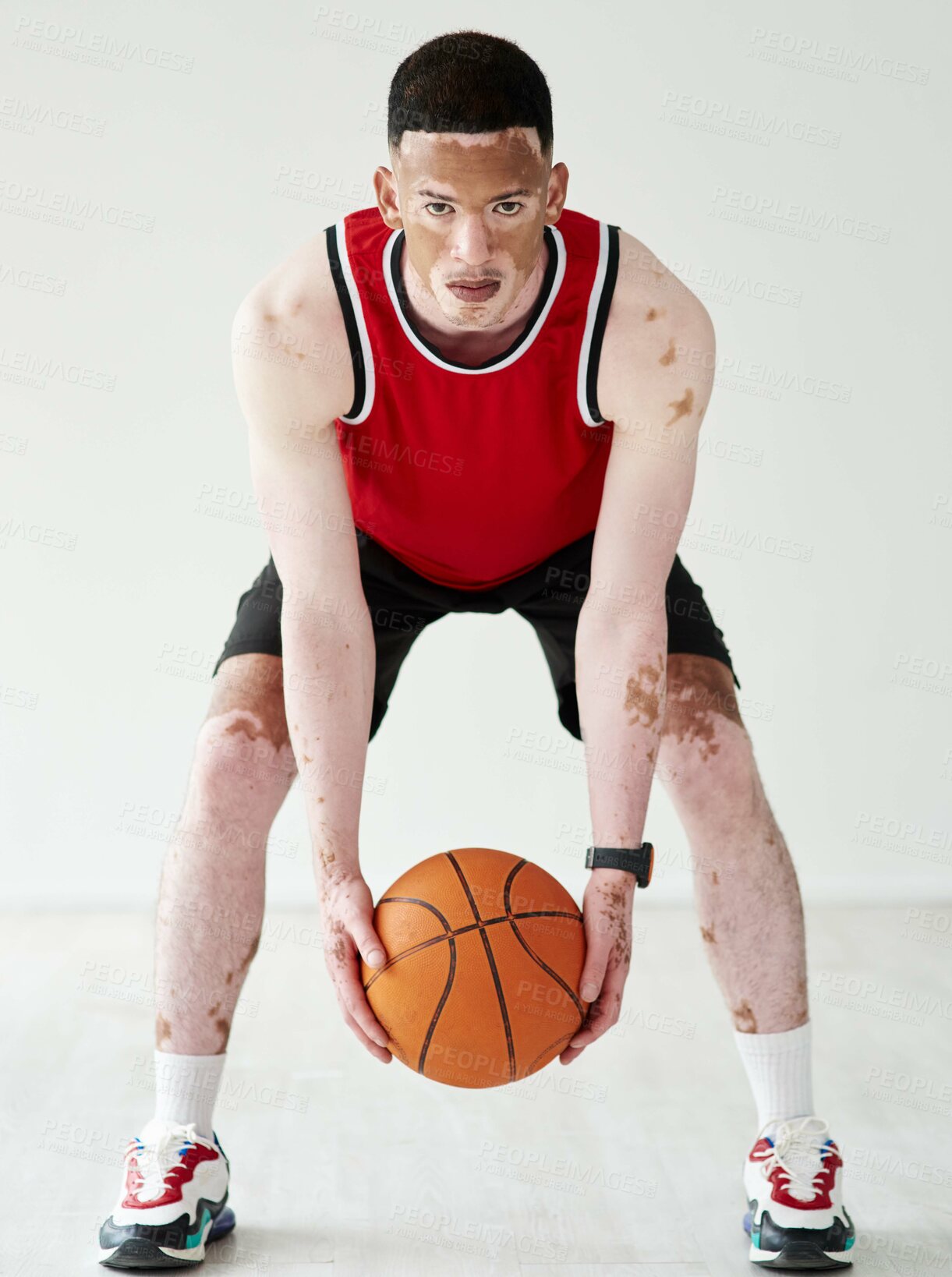 Buy stock photo Full length portrait of a handsome young male basketball player posing in studio