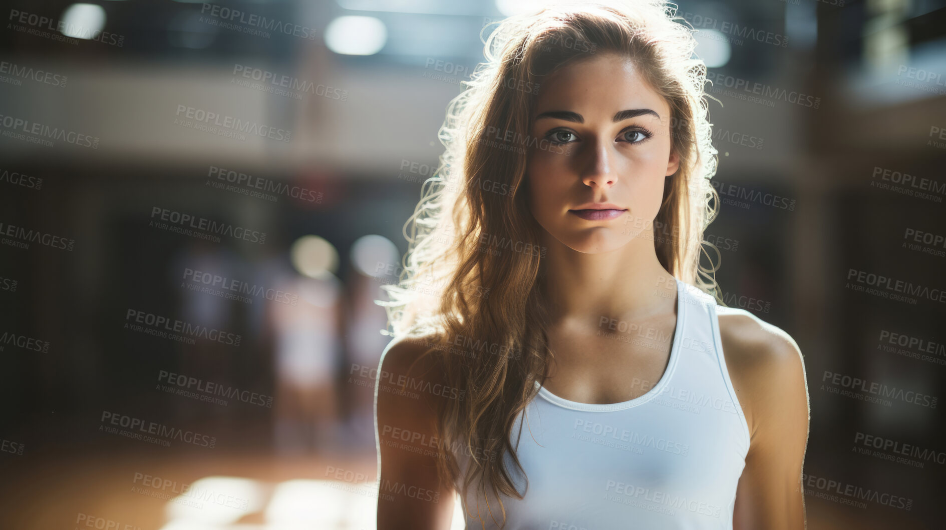 Buy stock photo Gymnast, portrait and lifestyle with woman, talent and training in gym for fitness and sports activity. Workout, professional athlete and confidence with gymnastics, exercise and health wellness