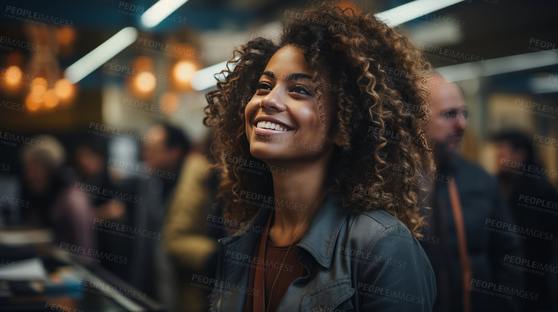 Buy stock photo Black woman, thinking and entrepreneur with city background, street and professional. Happy, smiling and urban with modern female wearing a business suit for leadership, confidence and success