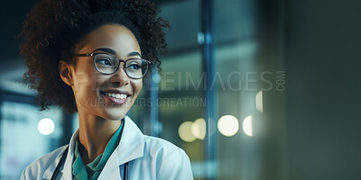 Portrait, young female and doctor in a hospital for healthcare, surgeon and medical service. Confident, smile and friendly woman in a clinic for consultation, health exam, professional occupation