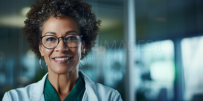 Portrait, mature female and doctor in a hospital for healthcare, surgeon and medical service. Confident, smile and friendly senior woman in a clinic for consultation, health professional occupation