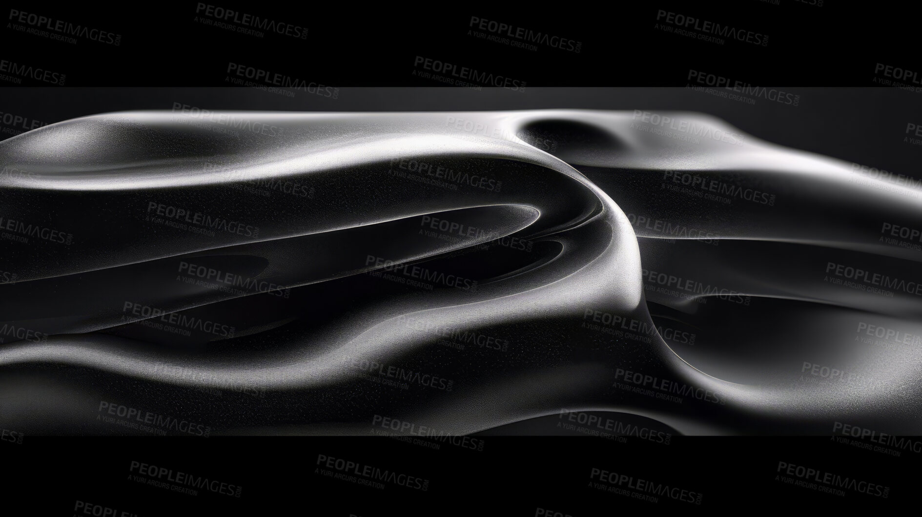Buy stock photo Abstract lines, futuristic background and black silk with wave surface, wallpaper and smooth designs for digital art, creativity and information technology in elegant style and glossy smooth curves