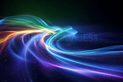 Neon lines, graphic and background illustration. Wallpaper, futuristic and electrifying designs for digital art, creativity and information technology in mesmerizing style, abstract colour and waves