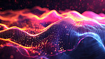 Abstract, digital and background waves. Wallpaper, futuristic and particles for digital, design and illustrative art with creativity, information technology in mesmerizing style, vibrant colour