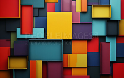 Abstract shape, wallpaper and backdrop connection of 3d square scene for online storage, big data and creativity software. Colourful, vibrant and creative mockup for graphic design, poster or celebration