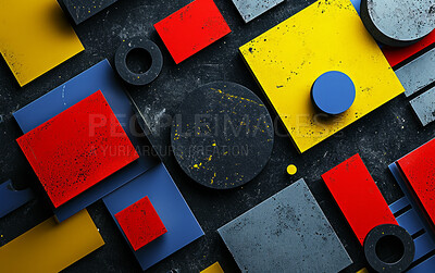 Buy stock photo Abstract shape, wallpaper and backdrop connection of 3d render scene for online storage, big data and creativity software. Colourful, vibrant and creative mockup for graphic design, poster or celebration