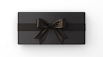 Card, gift and present with bow on white background for purchase, online shopping or discount. Bow, ribbon, black coupon for discount, sale, special surprise voucher.