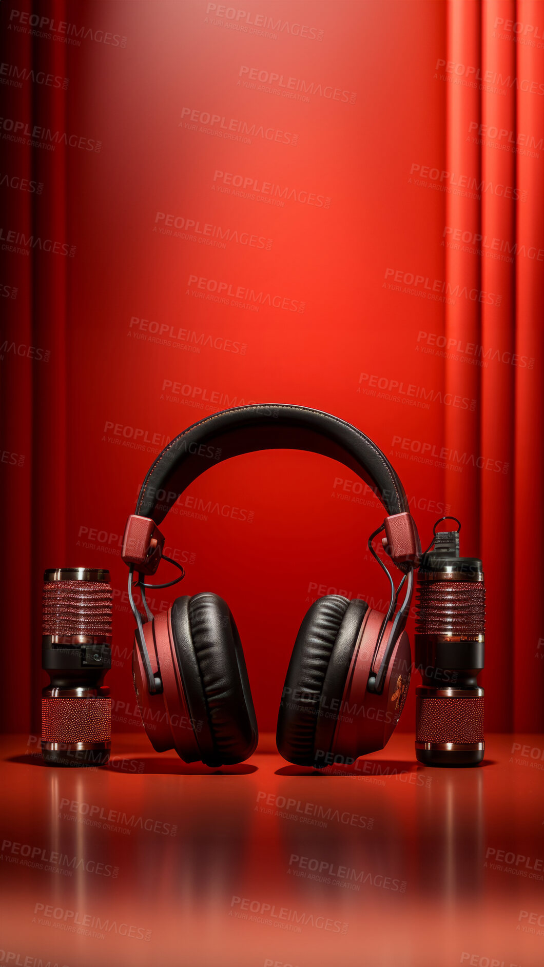 Buy stock photo Headphones, music and enticing sound experience. Sleek, comfortable and high-quality audio gear for an enjoyable, private listening journey. Elevate your music with style and comfort.