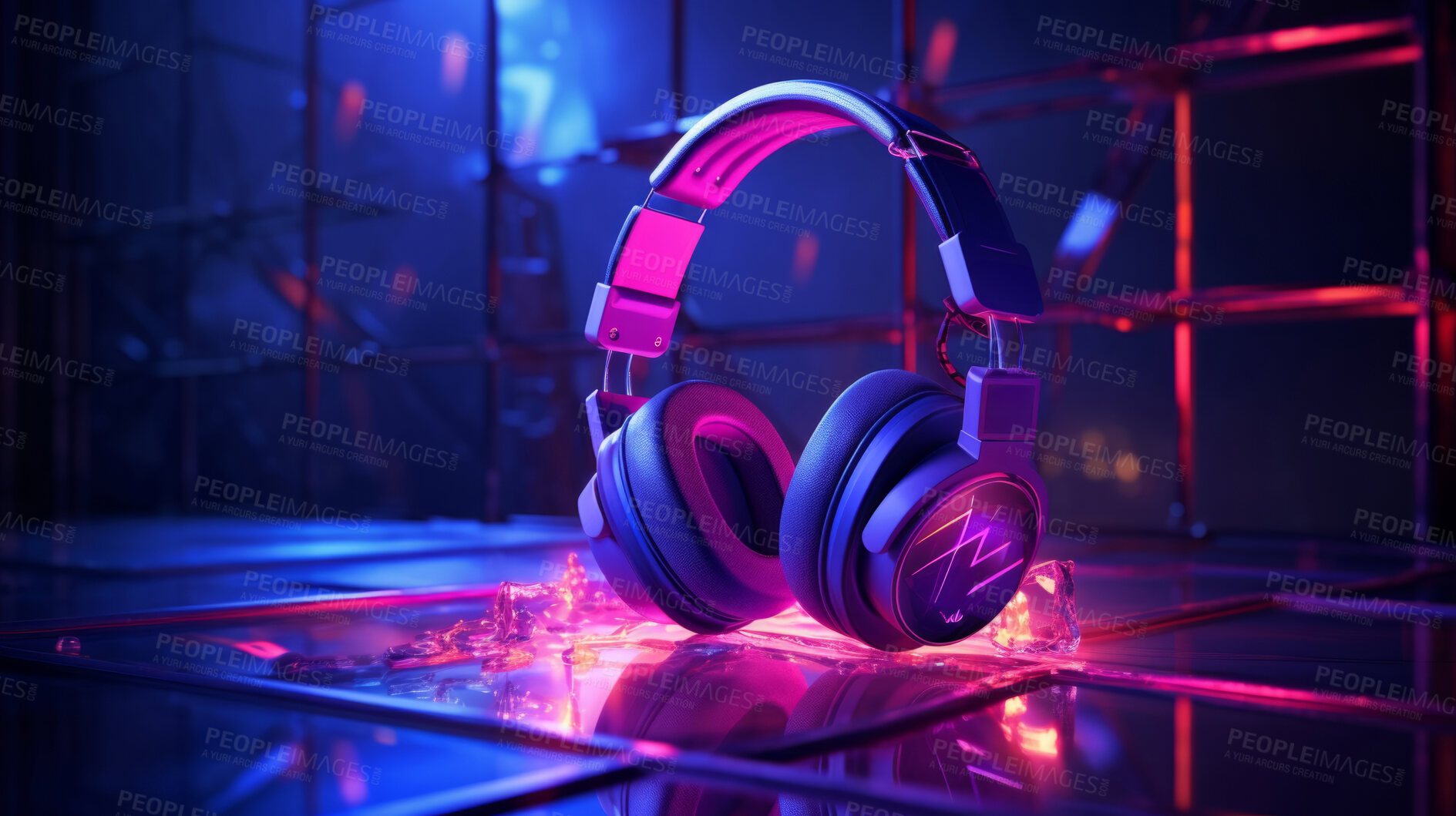 Buy stock photo Headphones, music and enticing sound experience. Sleek, comfortable and high-quality audio gear for an enjoyable, private listening journey. Elevate your music with style and comfort.