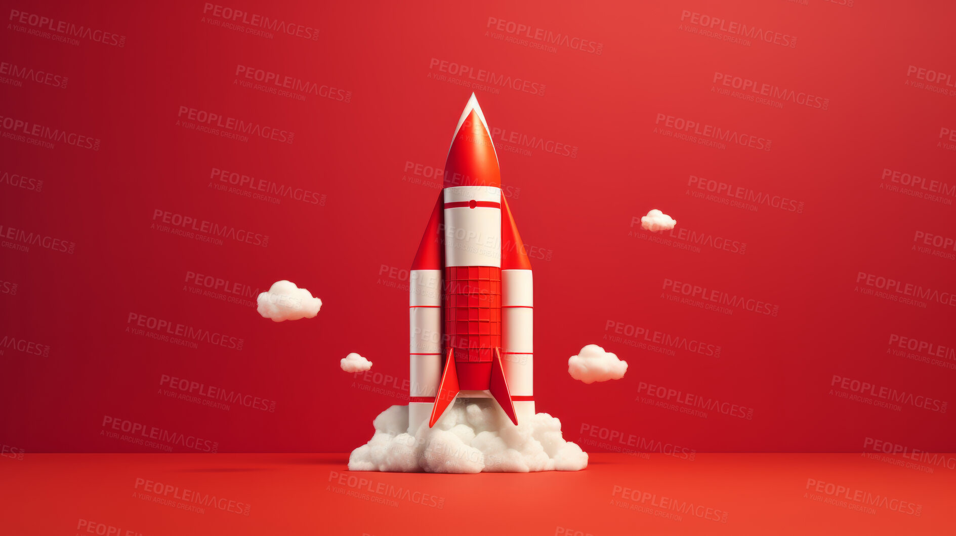 Buy stock photo Spaceship, adventure and travel on space mission in research, exploration or discovery. Science, innovation or technology for rocket in business startup, finance development and success.