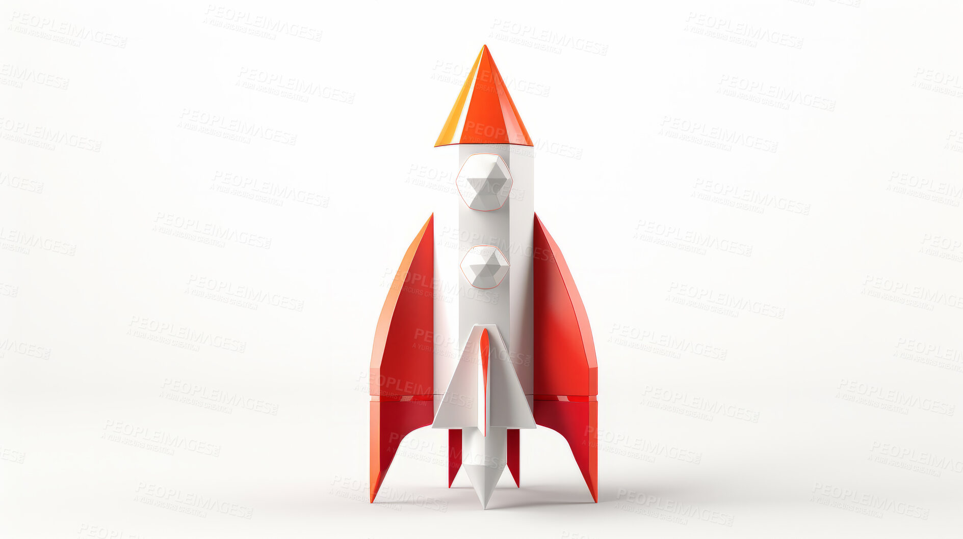 Buy stock photo Spaceship, adventure and travel on space mission in research, exploration or discovery. Science, innovation or technology for rocket in business startup, finance development and success.